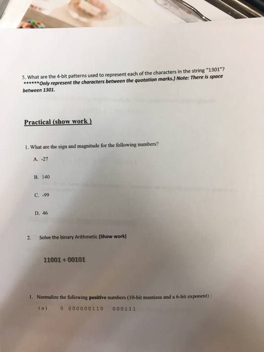  5. What are the 4-bit patterns used to represent each of
