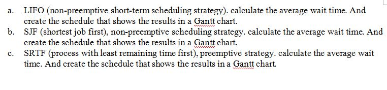 Gantt chart example: Arrival Time Service Time e62475 74805