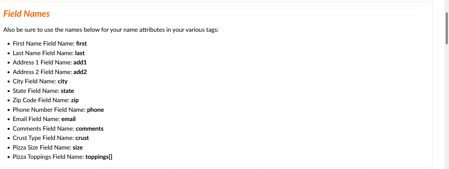 files: - index.html - contact.html - about.html - order.html 2. In the