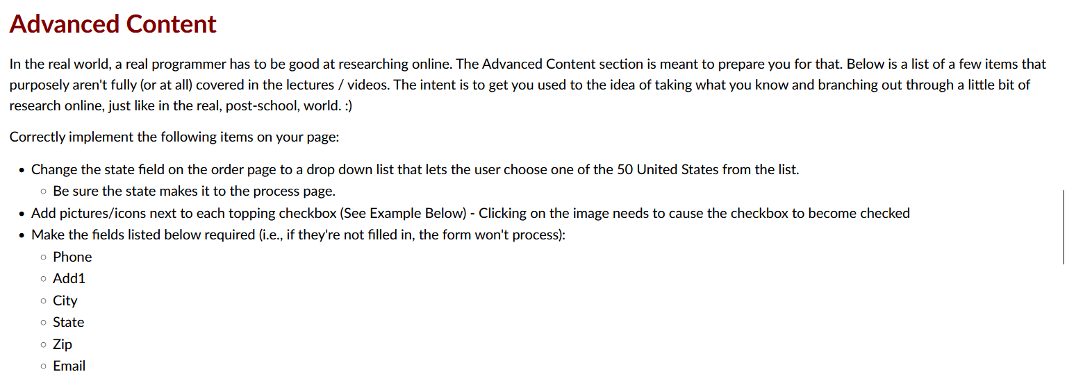 on a link to the contact.html file) 3. About (make this on