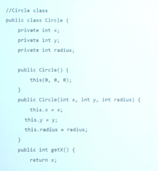  Please code using java //circle class public class Circle private int