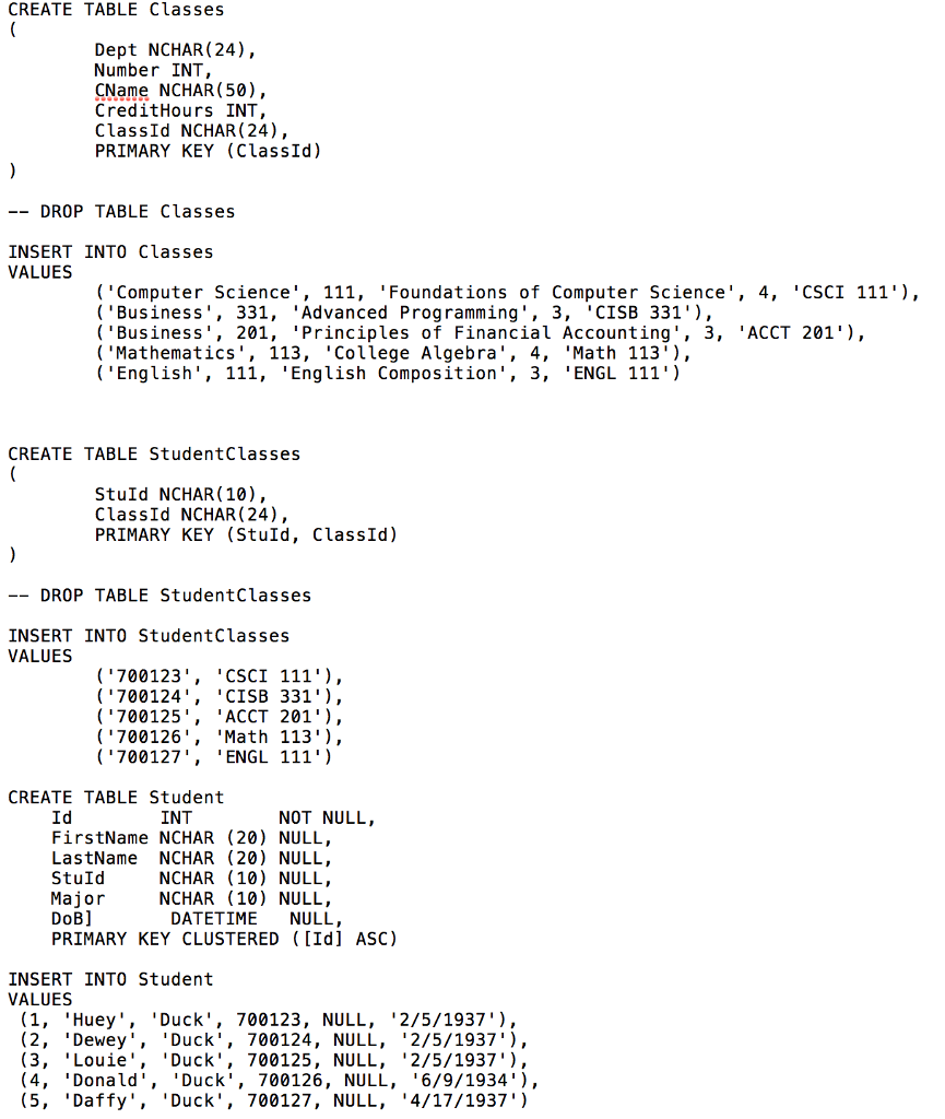 Create Queries for Visual Studio Select students whose StuId is 700125 Select