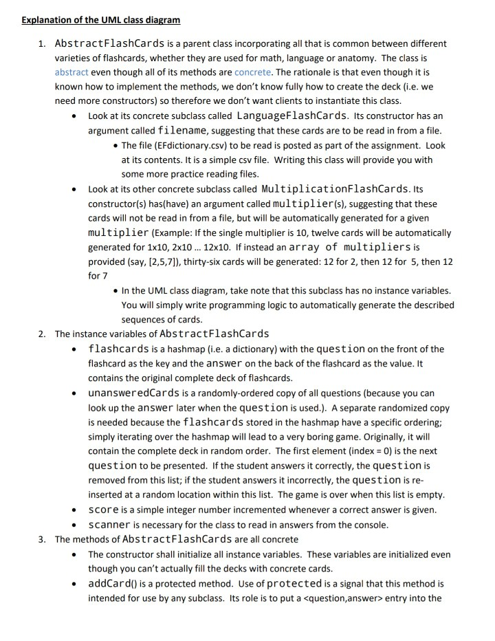 a database To practice reading and writing files Posted: EFdictionary.csv SUBMISSON: AbstractFlashCards.java,