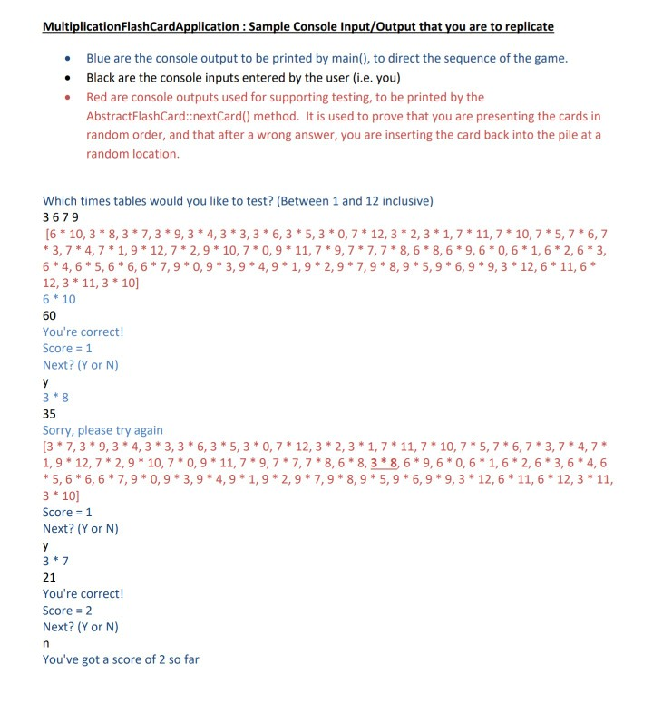 on its front (Example: 4+8) and the correct answer on its back