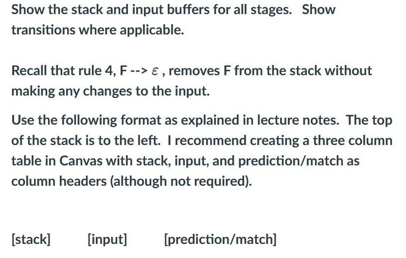string: {[[]]{}}$ Using the following grammar: 1. SF 2. F>F}F 3. F>[F]F