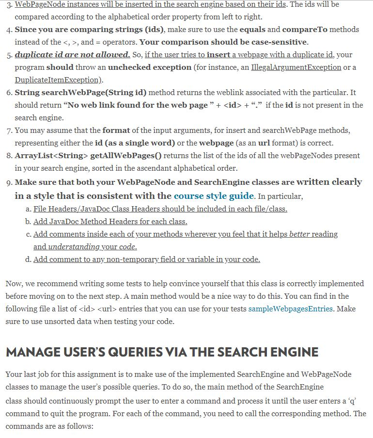 web search engine. To get started, create a new Java8 project in