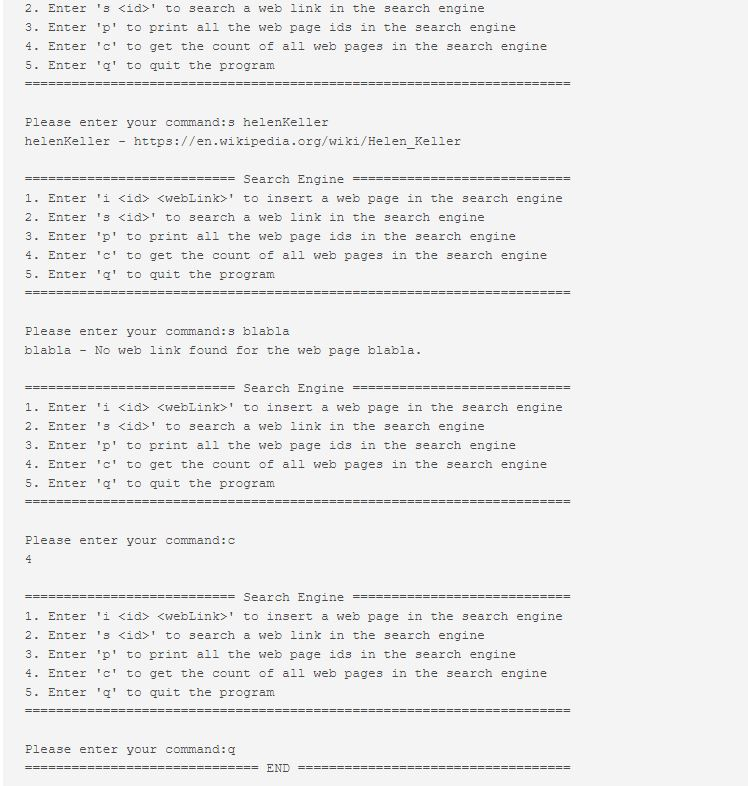 the web pages for your search engine. This class should always contain