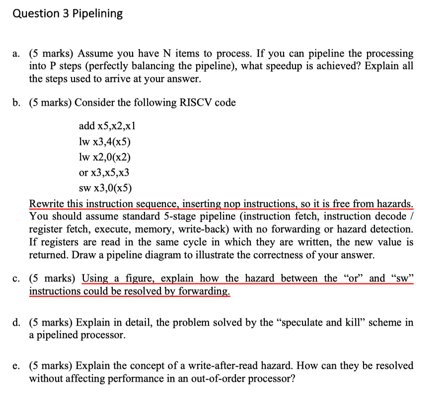 This is a pipelining processor from my computer architecture class. Question 3