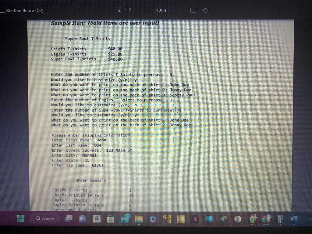 Java code to reproduce this sample run! Preferably in eclipse please but