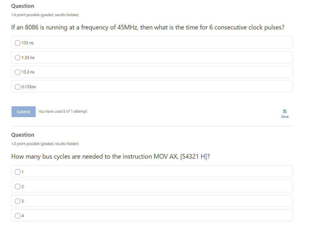 Question 1.0 point possible (graded, results hidden) "IN AX, BX" if this