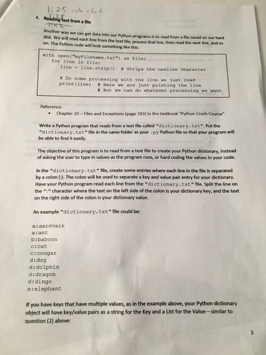  using python 1:25 into chat 4. Reading text from a file