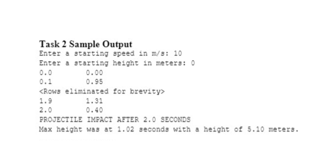 I cannot get it to output the correct numbers. Task 2 (9
