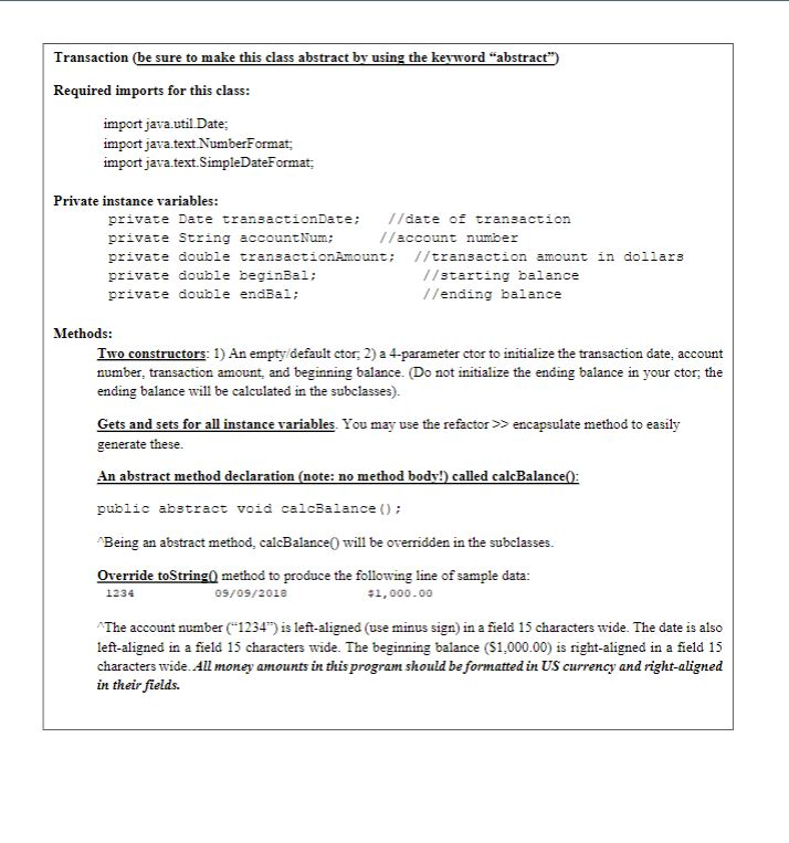 Here are the instructions: And Here is my Code: Main.Java package Bank;