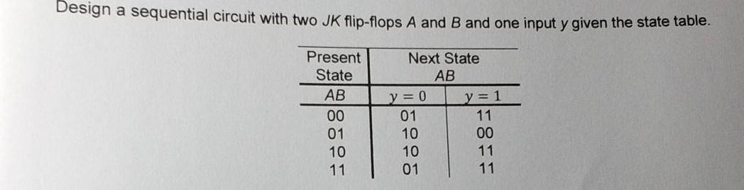  Design a sequential circuit with two JK flip-flops A and B