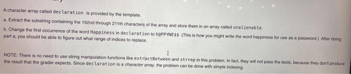 please do a and b in matlab A character array called declaration
