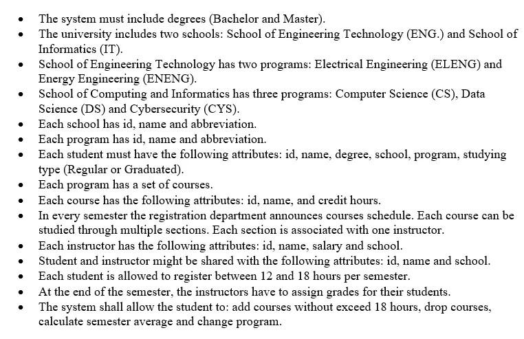  Build an application for the above SRS system using Java and