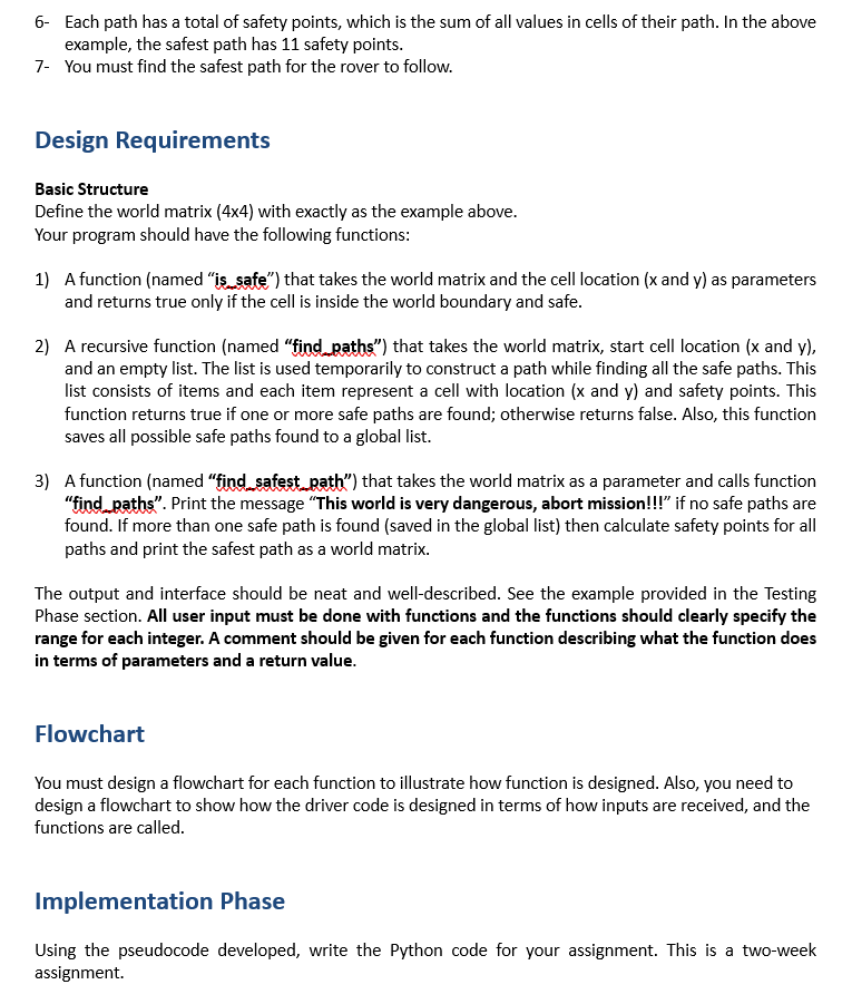 chart to design a function. Problem Specification Develop an application in Python