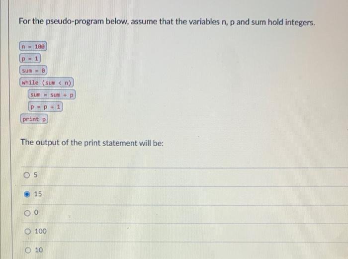 hold integers. nm 89827 while (n > 0) P = P +