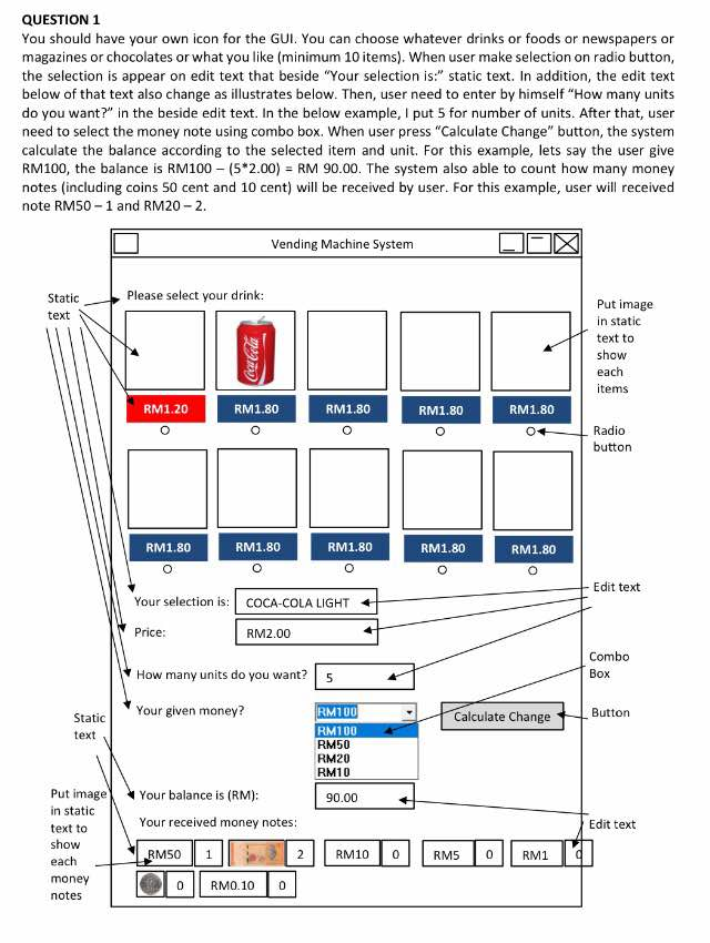 I need the complete program GUI by using C language QUESTION 1