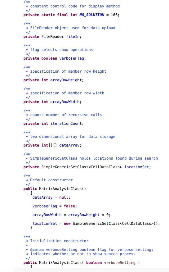 Here is the rest of the class public class MatrixAnalysisClass : public