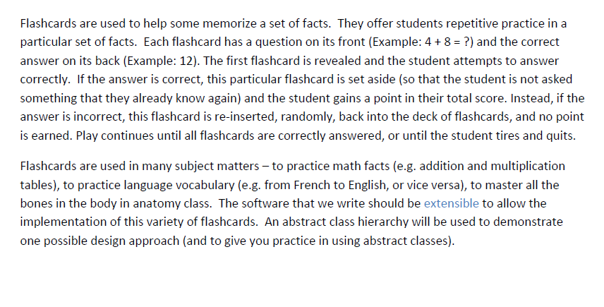 the code for method reset() and nextCard() in class AbstractFlashCards AbstractFlashCards -flashCards:HashMap