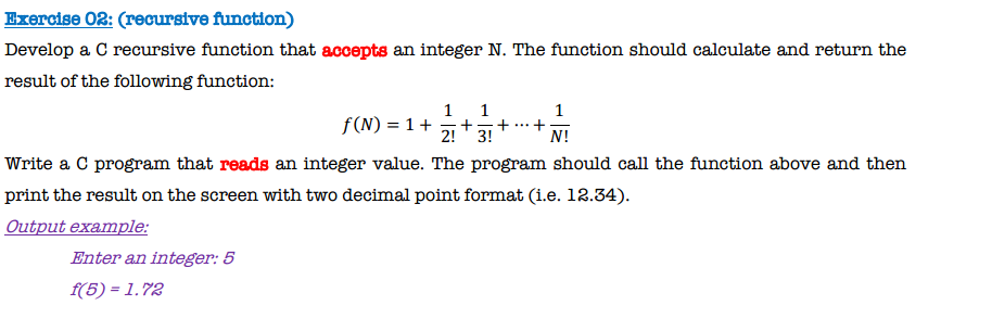 C only (not C++) (easy way if possiple) Develop a C recursive