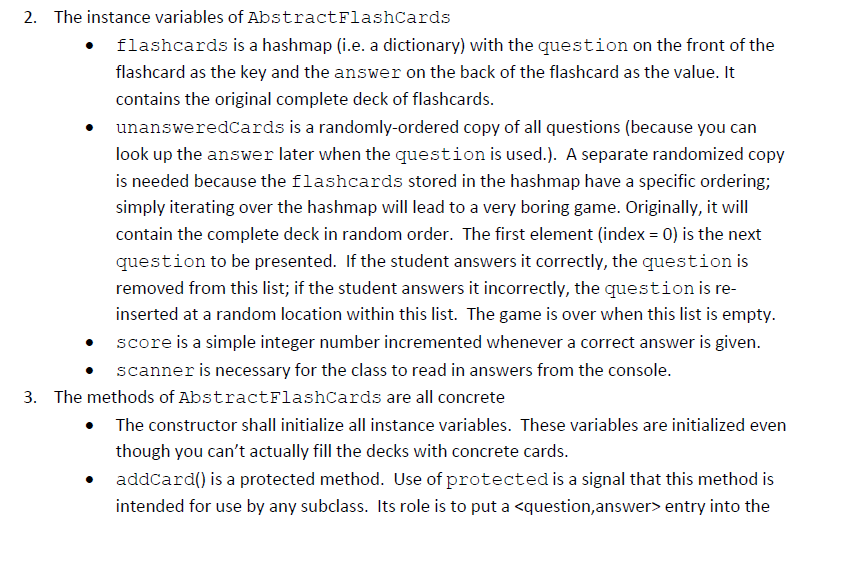 -COMMA DELIMITER:String="," filename:String +LanguageFlashCards(filename:String) Throws IOException > LanguageFlashCardApplication AbstractFlashCards -flashCards:HashMap -unansweredCards:ArrayList -score:int