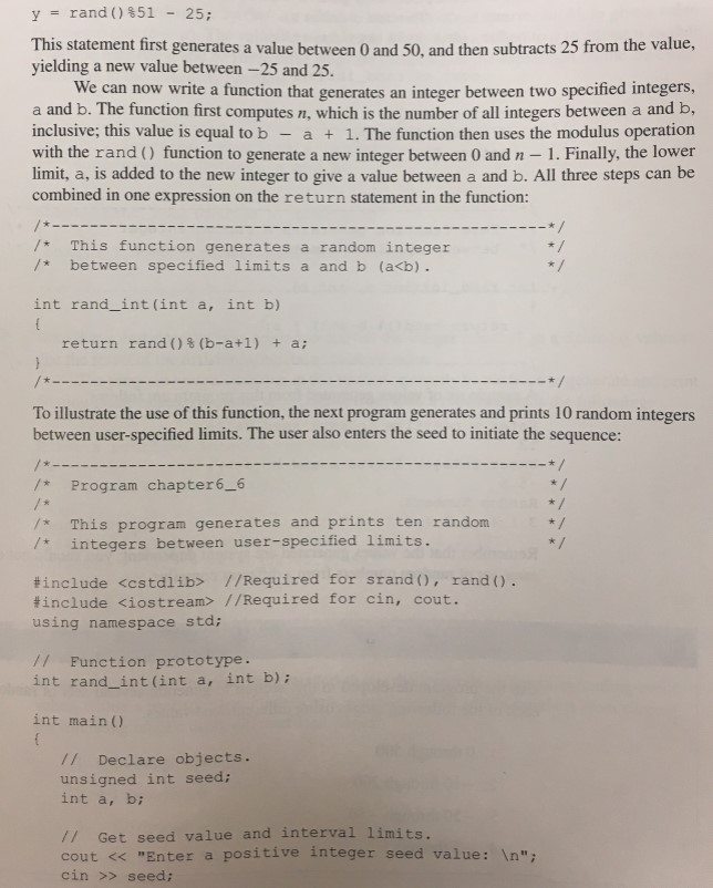  solve C++ and use/copy rand_int function attached above. y = rand