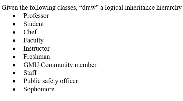  . . . Given the following classes, draw a logical inheritance