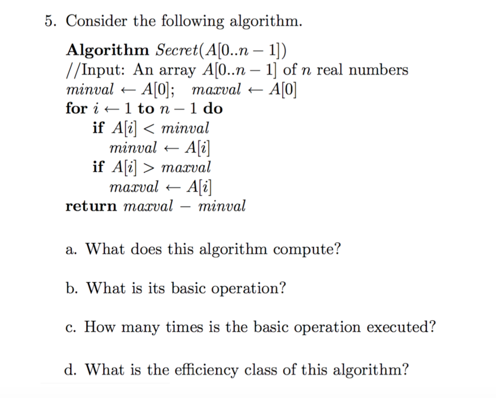 give an example of an array: example for solution: c) solution ALGORITHM