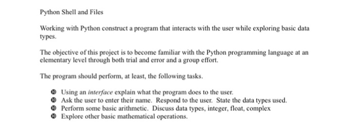  Please help Python Shell and Files Working with Python construct a