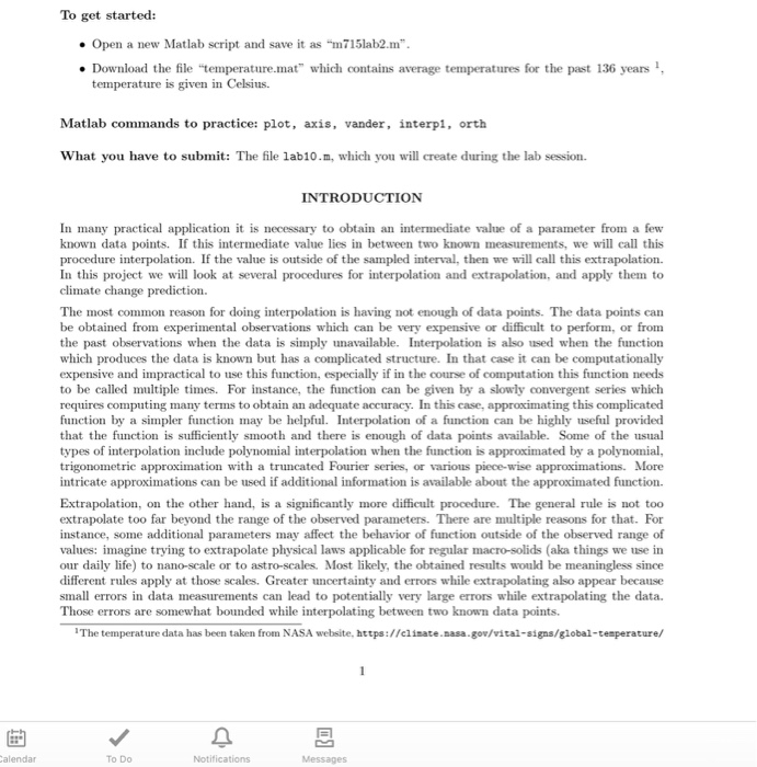  Mathlab code needed To get started: Open a new Matlab script