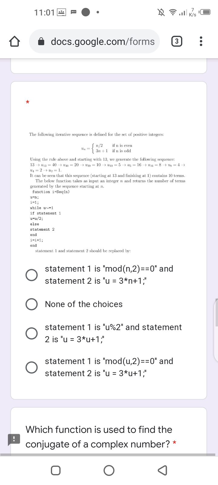 matlab 11:01 Bull KTS docs.google.com/forms 3 The following iterative sequence is defined