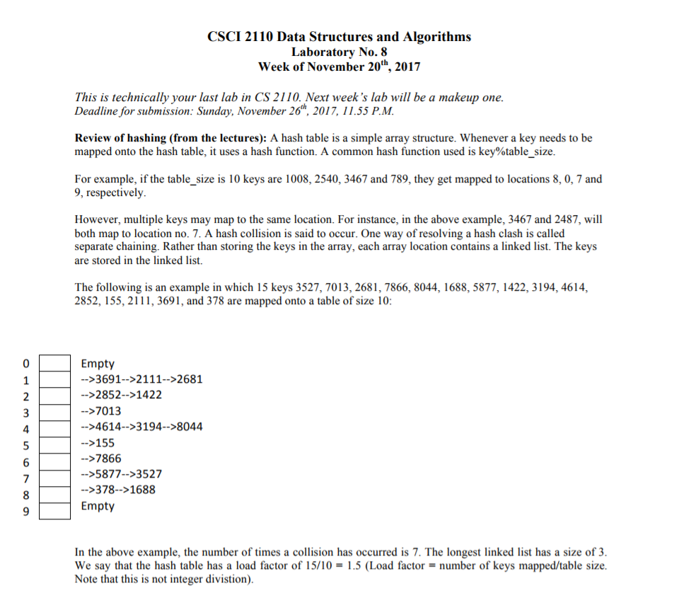 Please use java to finish, thank you. CSCI 2110 Data Structures and