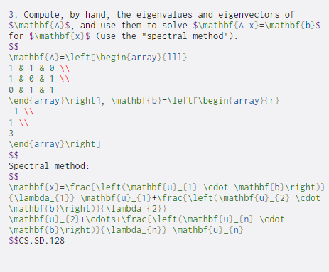  3. Compute, by hand, the eigenvalues and eigenvectors of $\mathbf{A}$, and