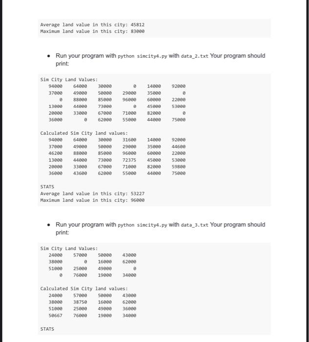 maximum and the average values in the grid and update the main()