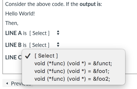 A LINE B LINE C char c = '!'; func(sc)i return 0