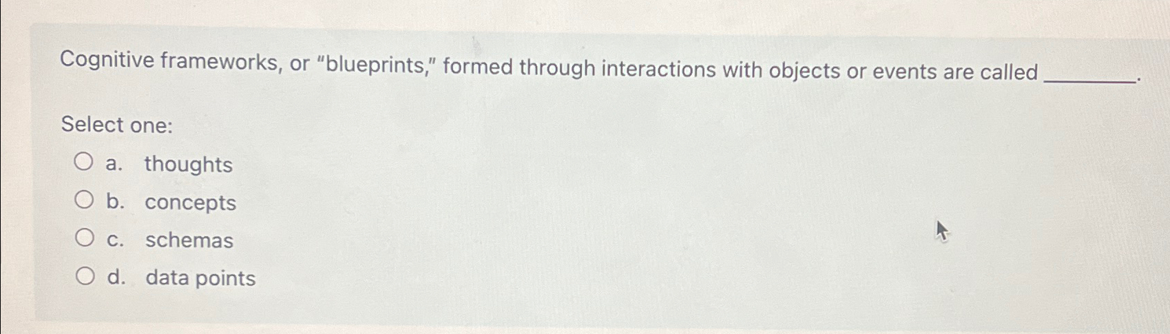  Cognitive frameworks, or "blueprints," formed through interactions with objects or events