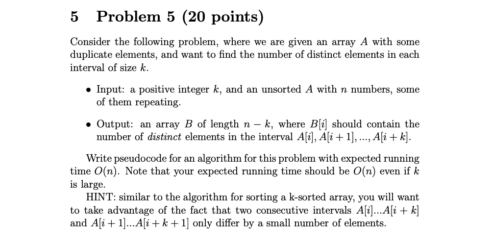  5 Problem 5 (20 points) Consider the following problem, where we