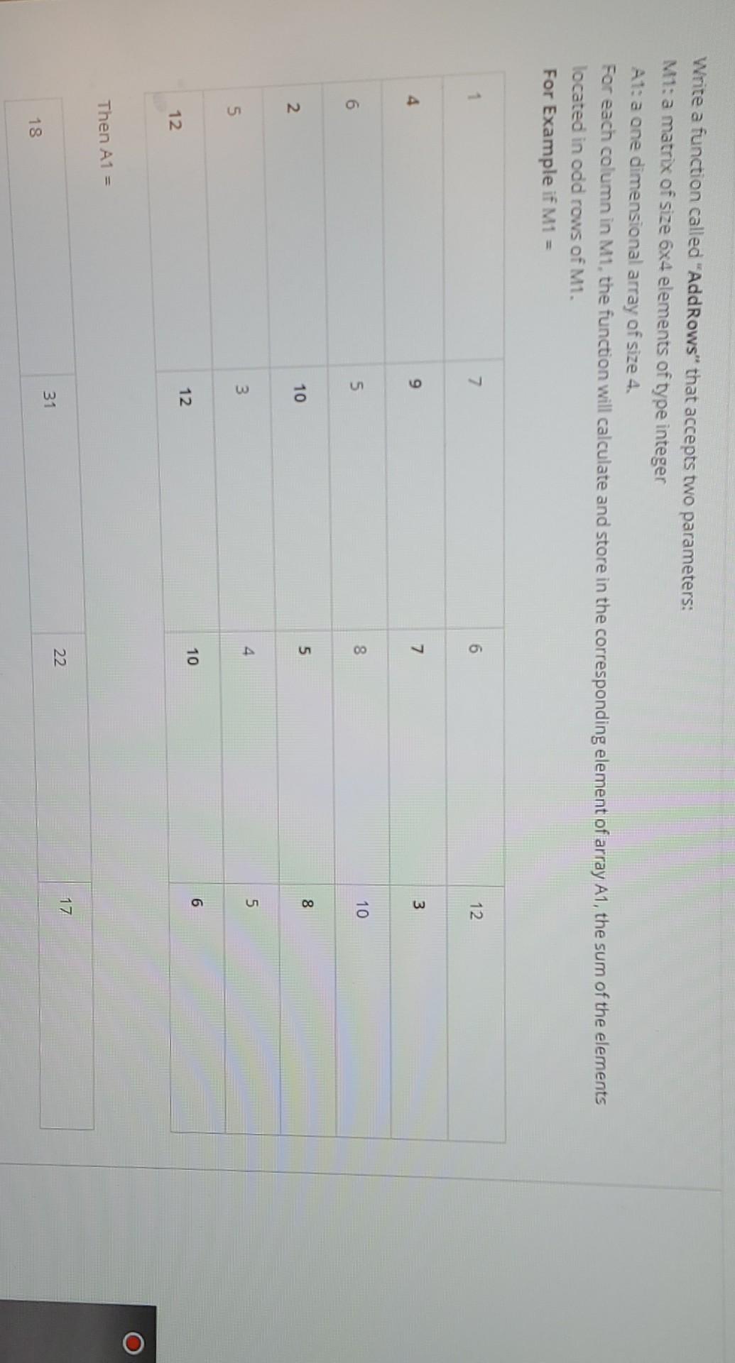  use c++ programming Write a function called "AddRows" that accepts two