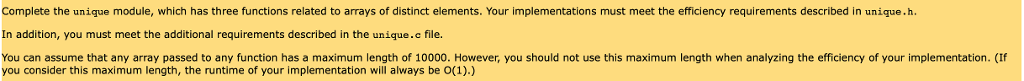 c programming seashell Complete the unique module, which has three functions related