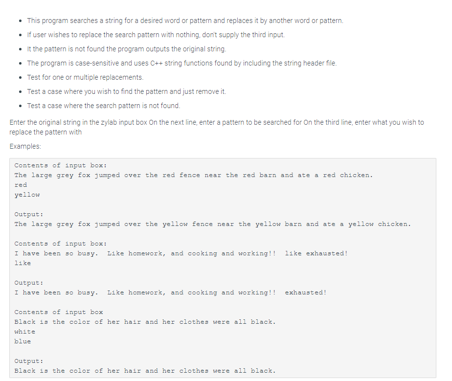 c++ This program searches a string for a desired word or pattern