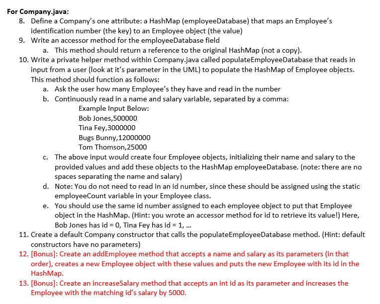 write a company class For Company.java Define a Company's one attribute: a