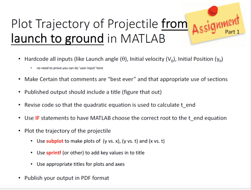 Need all the requirements that are listed on here Plot Trajectory