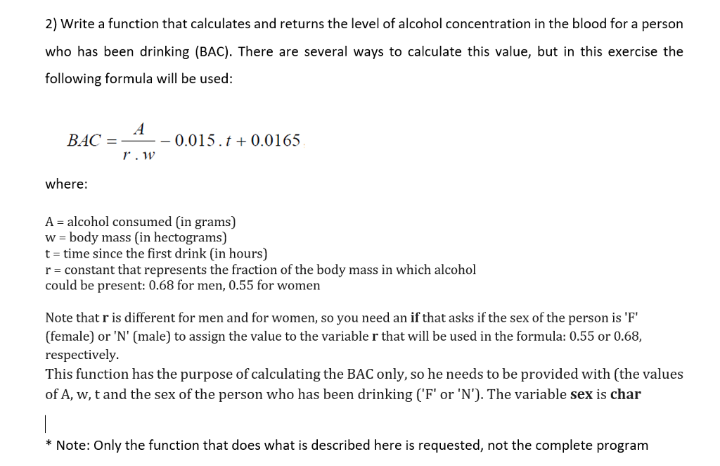 2) Write a function that calculates and returns the level of