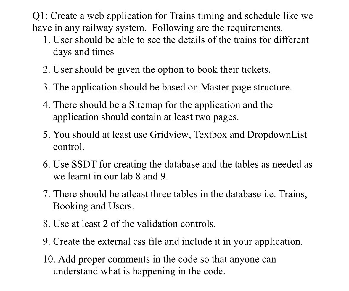 Provide full code for all the steps Q1: Create a web