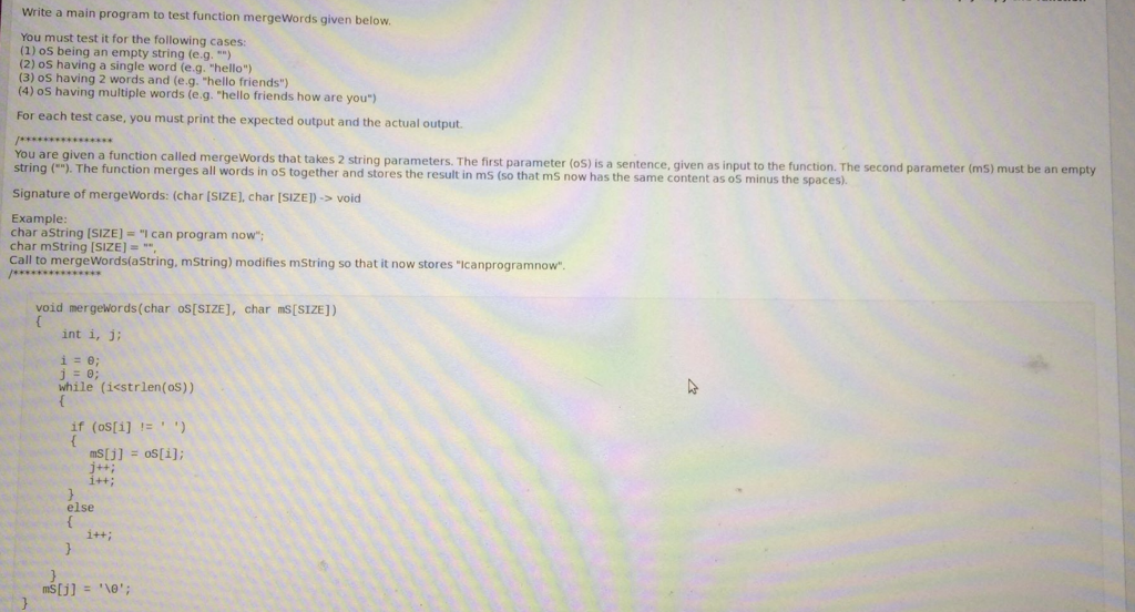 Please write a main program in C that tests for all 4