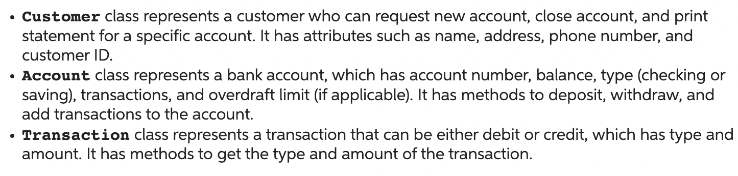 and 1-8 - Customer class represents a customer who can request new