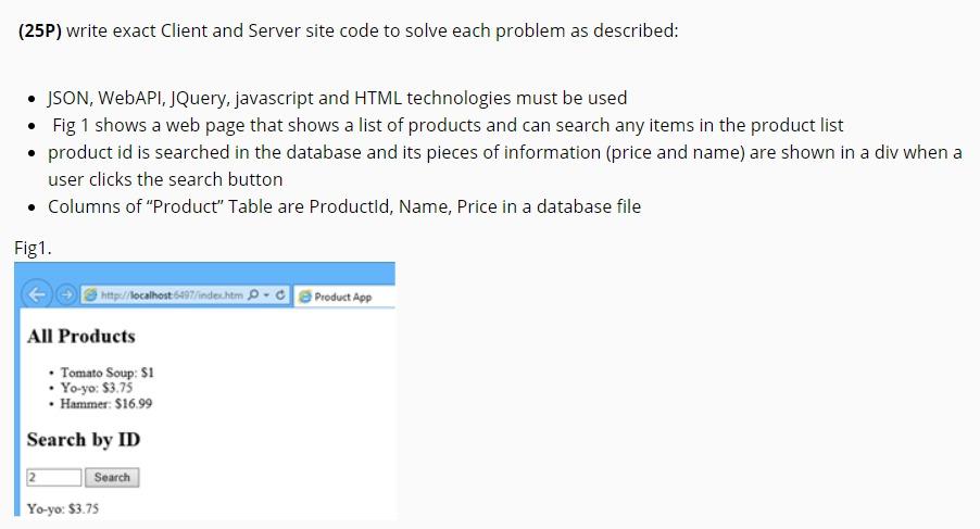  (25P) write exact Client and Server site code to solve each
