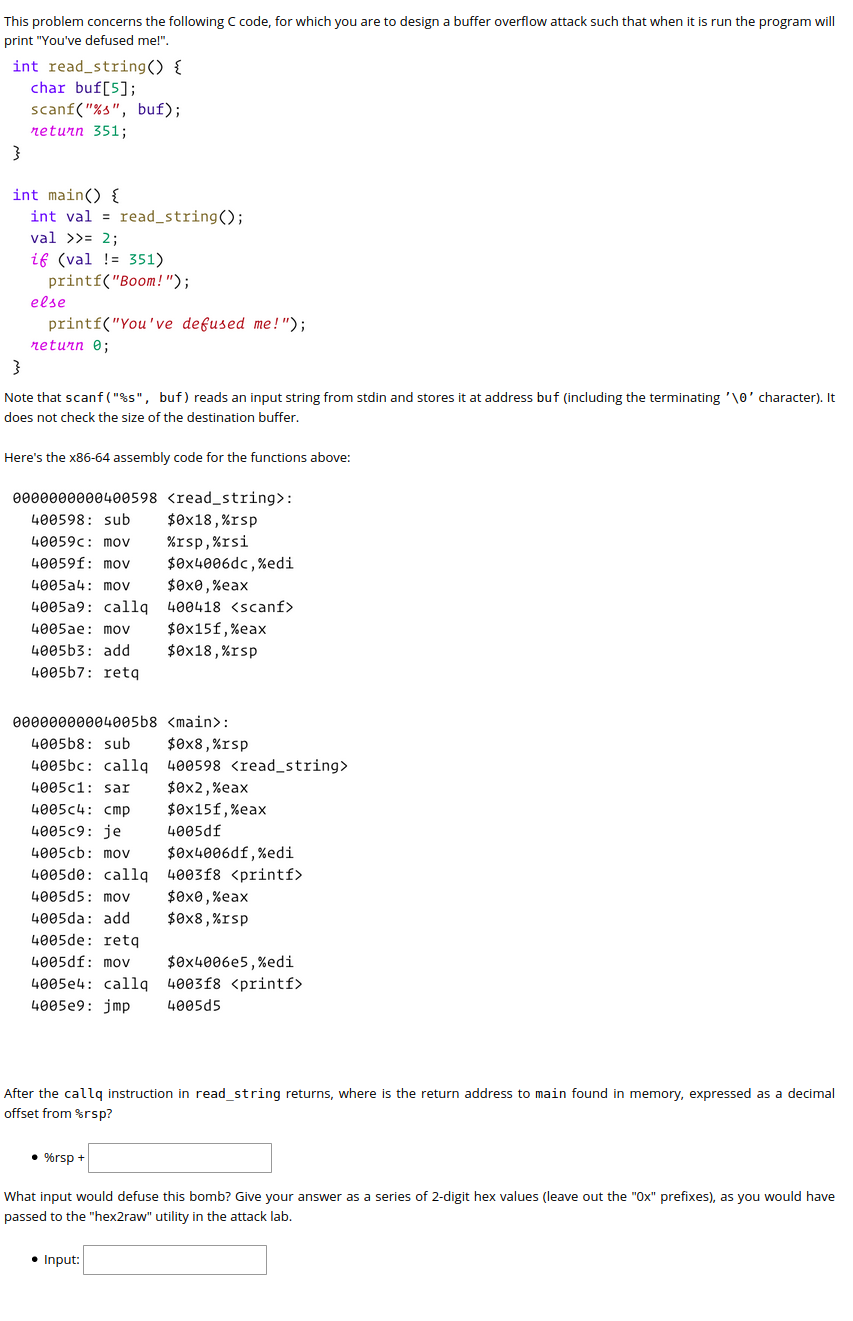  This problem concerns the following code, for which you are to